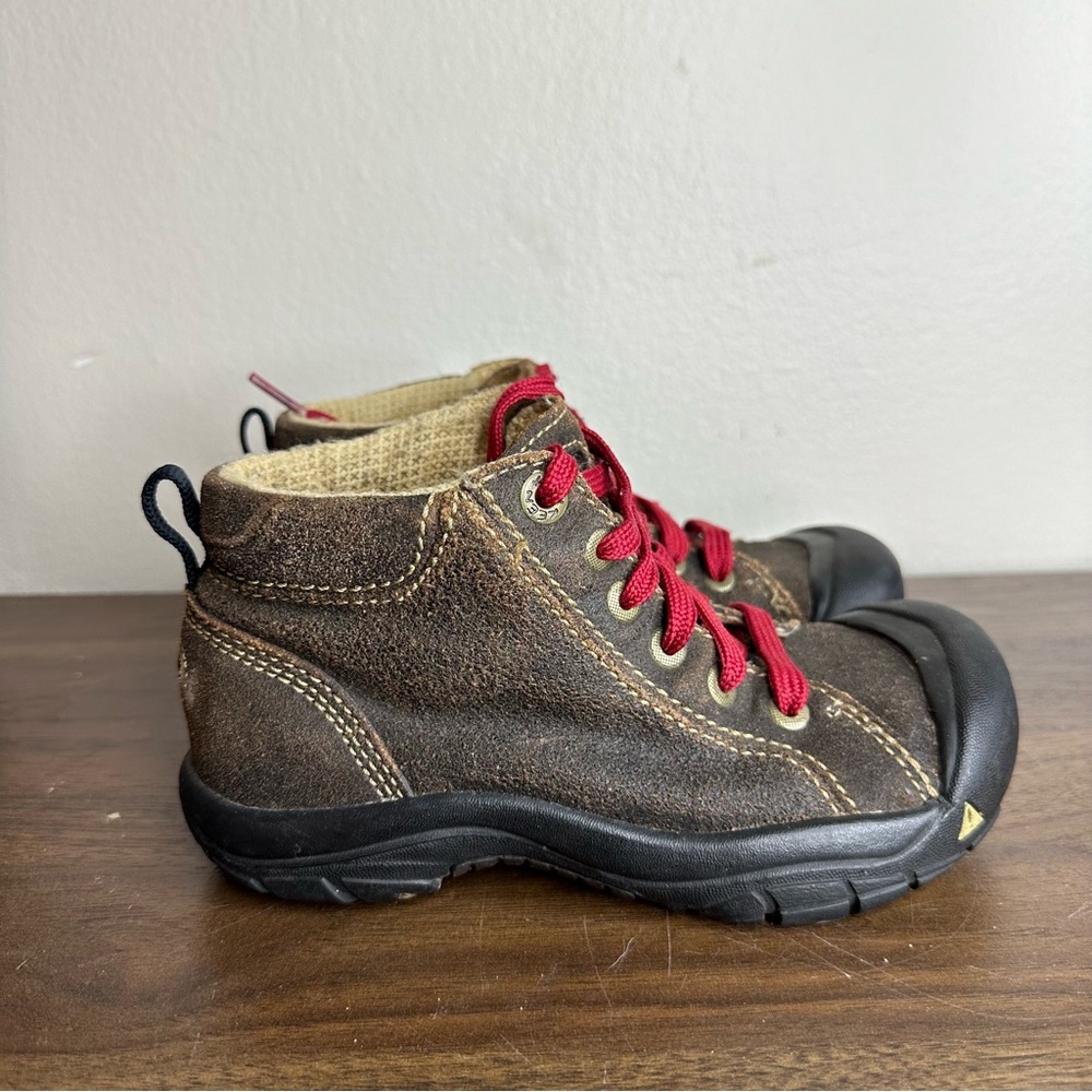 Keen Brown Leather Waterproof Lace Up Hiking Boots Sz 1 Boys